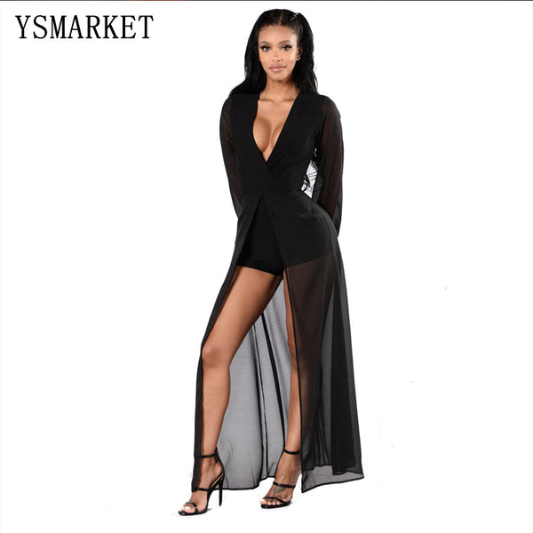 Bodycon Jumpsuit Deep V Neck