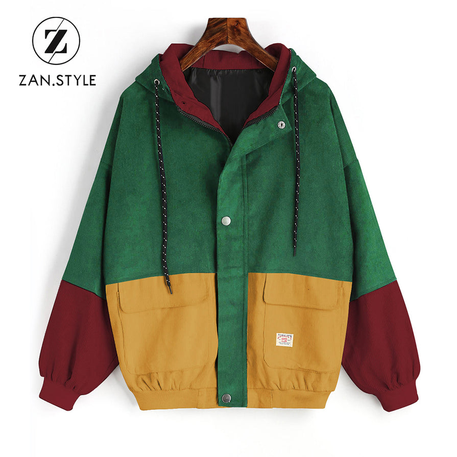 Hooded Corduroy Jacket Drawstring