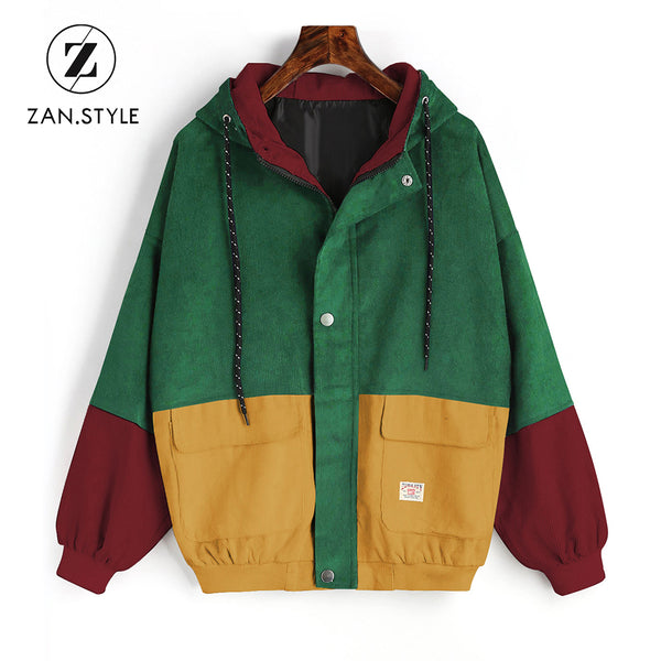 Hooded Corduroy Jacket Drawstring