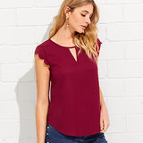 Round Neck Cap Sleeve Blouse