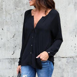 Long Sleeve Blouse Button Loose