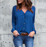 Long Sleeve Blouse Button Loose