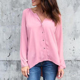 Long Sleeve Blouse Button Loose