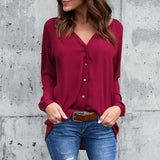 Long Sleeve Blouse Button Loose