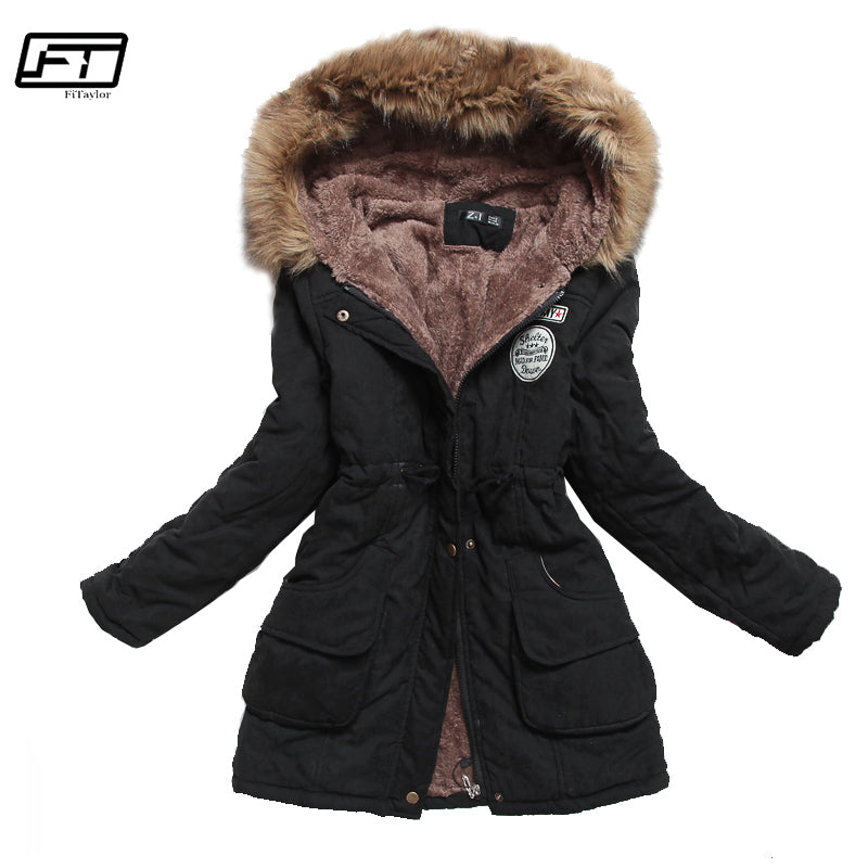 Fitaylor Winter Jacket Women Thick Warm Hooded