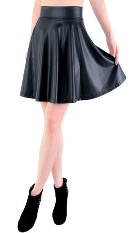 Leather skater flare skirt casual